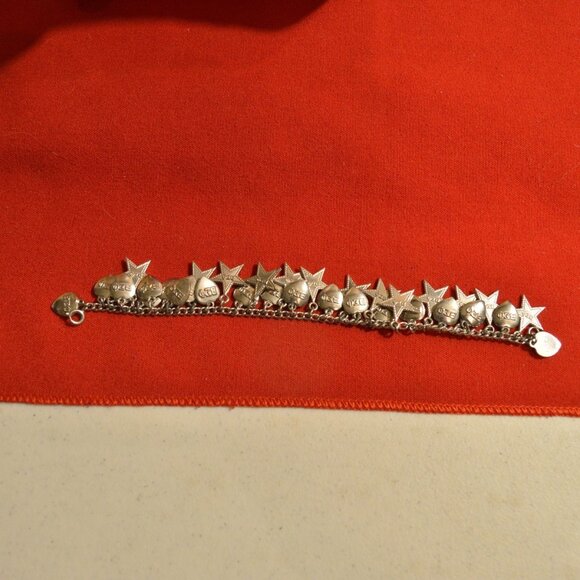 BΣΦ Beta Sigma Phi Sterling Silver Charm Bracelet Hearts & Stars 1945 - 1965 VTG - Picture 1 of 3